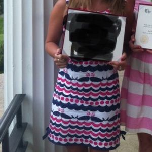 Lilly Pulitzer whale shift dress with bows at hem